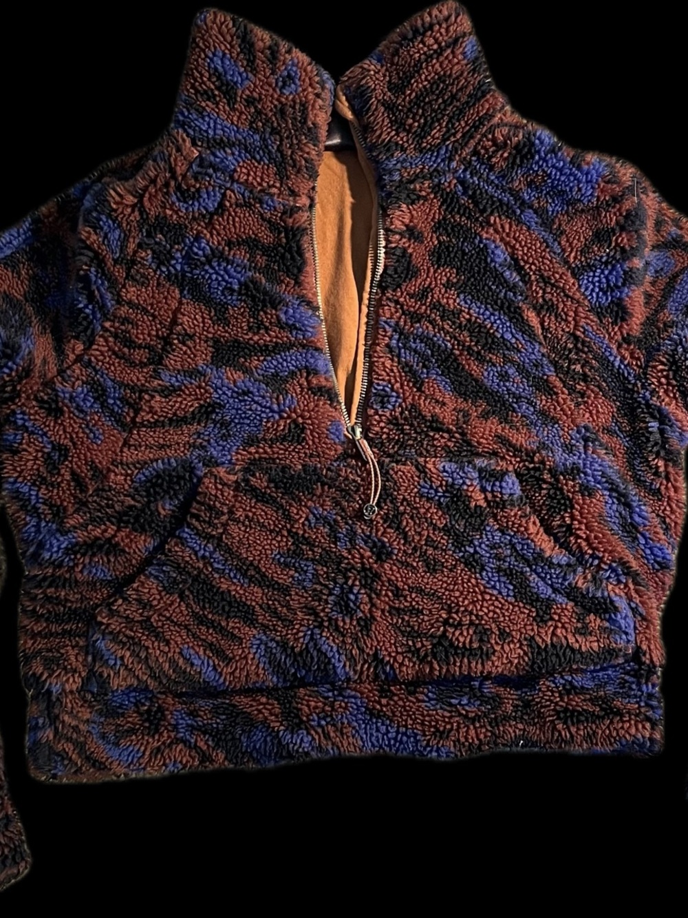 lululemon athletica Women's Zip-Up Sherpa Pullover - Brown & Blue
